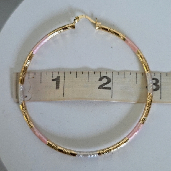 Tricolor Gold Filled Hoop Earrings - Picture 5 of 6
